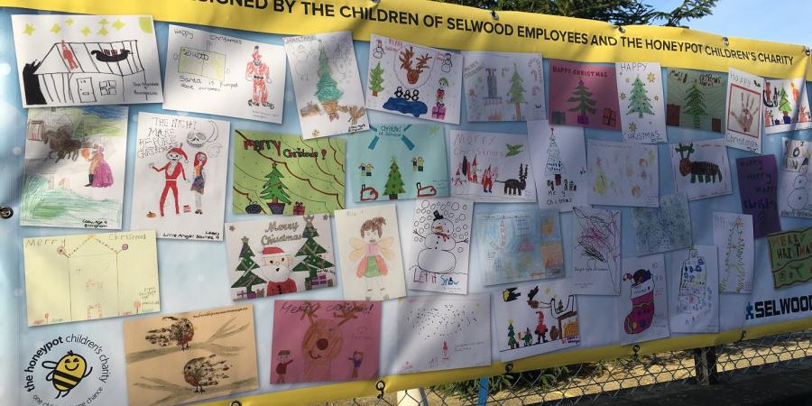 The festive display of children's artwork at Selwood's HQ in Chandler's Ford